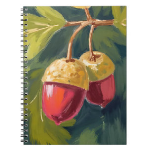 Carnet Glands d'automne Aquarelle Automne Rouge Vert