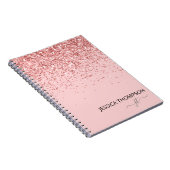 Carnet Glitter Blush Pink Simple Girly Monogram (Côté Droit)