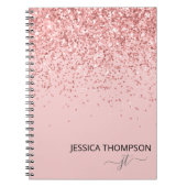 Carnet Glitter Blush Pink Simple Girly Monogram (Devant)