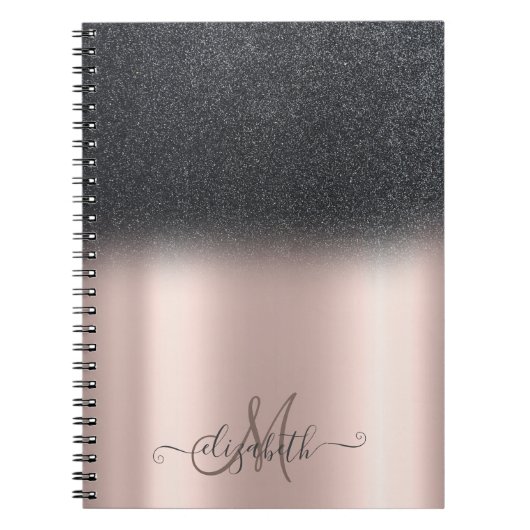 Carnet Glitter ombre noir Cool Monogram or rose (Devant)