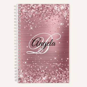 Carnet Glitter Pink Foil Fancy Monogramme