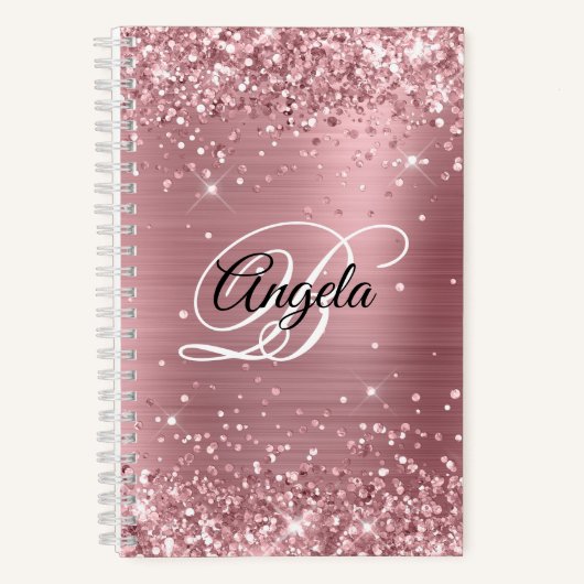Carnet Glitter Pink Foil Fancy Monogramme (Recto)