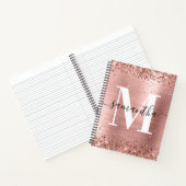 Carnet Glitter Rose Gold Foil Signature moderne Monogramm (Intérieur)