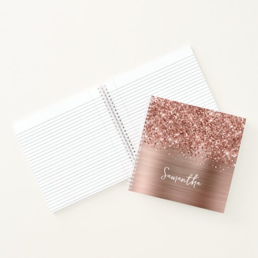 Carnet Glitter Rose Gold Glam Nom du script (Intérieur)