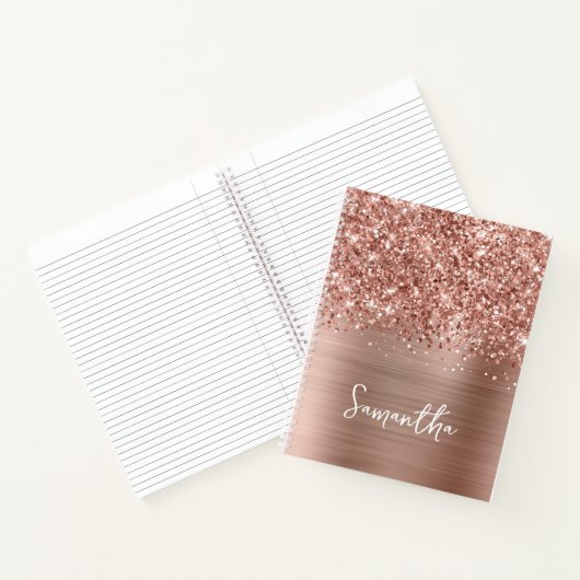 Carnet Glitter Rose Gold Glam Nom du script (Intérieur)