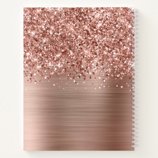 Carnet Glitter Rose Gold Glam Nom du script (Dos)