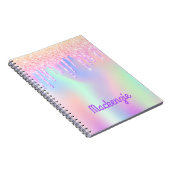 Carnet Glitter rose iridescent unicorn girl name (Côté Droit)