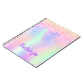 Carnet Glitter rose iridescent unicorn girl name (Côté gauche)