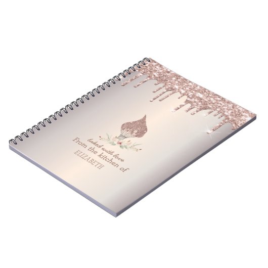 Carnet Glitter Whisk Rose Gold Glitter Drips Bakery (Côté gauche)
