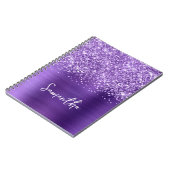 Carnet Glittery Amethyst Purple Glam Nom du script (Côté gauche)