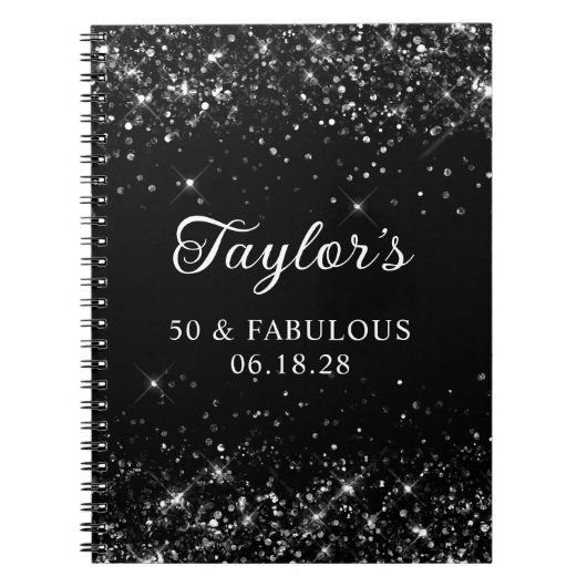 Carnet Glittery Black 50th Birthday Guestbook (Devant)