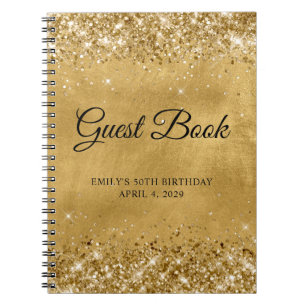 Carnet Glittery Gold 50th Birthday Guestbook