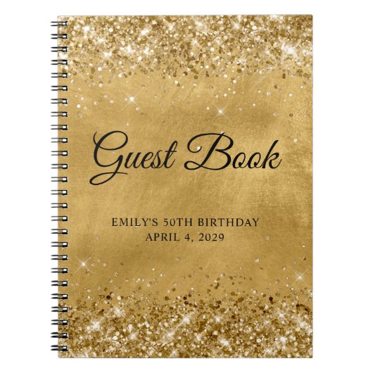 Carnet Glittery Gold 50th Birthday Guestbook (Devant)