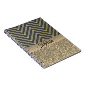 Carnet Glittery Gold et Black Chevron (Côté Droit)