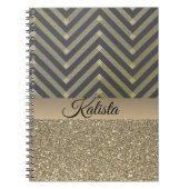 Carnet Glittery Gold et Black Chevron (Devant)