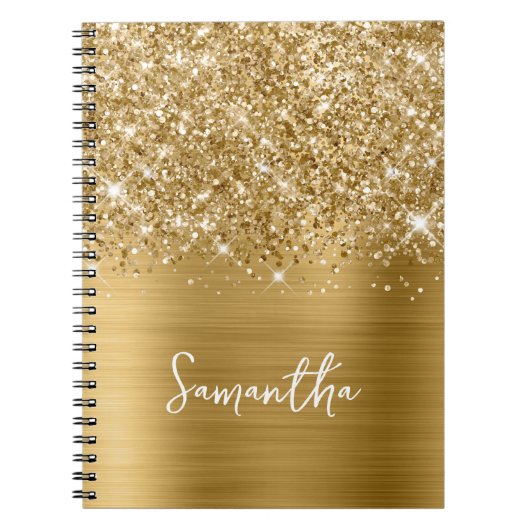 Carnet Glittery Gold Glam Nom du script (Devant)