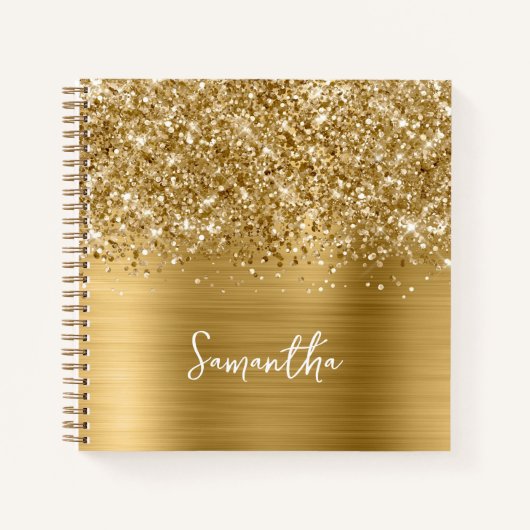 Carnet Glittery Gold Glam Nom du script (Devant)