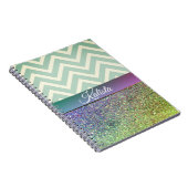 Carnet Glittery Green et Purple Chevron (Côté Droit)