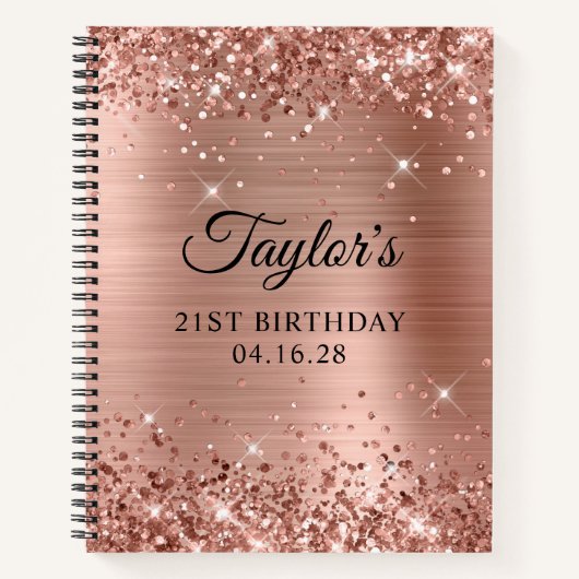 Carnet Glittery Rose Gold Foil 21e anniversaire (Devant)