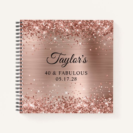 Carnet Glittery Rose Gold Foil 40 & Fabulous Guest (Devant)
