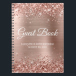 Carnet Glittery Rose Gold Foil 50th Birthday Guestbook<br><div class="desc">Créez votre propre livre d'or pour sa fête du 50e anniversaire dans ce carnet vierge. Parties scintillant brillante et rose de couleur or sur le bord supérieur et le bord inférieur sur un arrière - plan art numérique rose or et rose vif faux feuille métallique. Vous pouvez customiser la couleur,...</div>