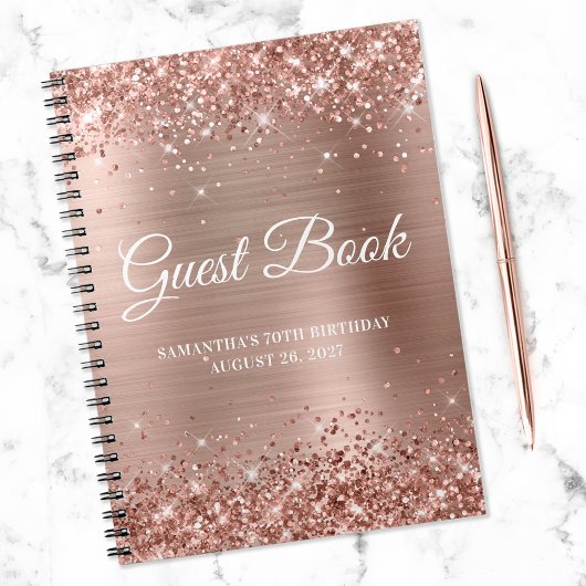 Carnet Glittery Rose Gold Foil 70th Birthday Guestbook