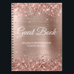 Carnet Glittery Rose Gold Foil 90th Birthday Guestbook<br><div class="desc">Créez votre propre livre d'or pour la fête de son 90e anniversaire dans ce carnet vierge. Parties scintillant brillante et rose de couleur or sur le bord supérieur et le bord inférieur sur un arrière - plan art numérique rose or et rose vif faux feuille métallique. Vous pouvez customiser la...</div>