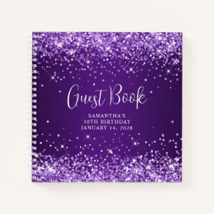 Carnet Glittery Royal Purple Ombre 50e anniversaire invit