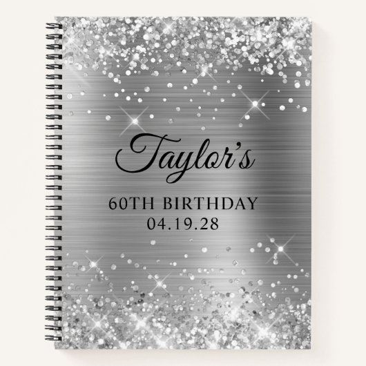 Carnet Glittery Silver Foil 60e anniversaire invité (Devant)