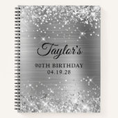 Carnet Glittery Silver Foil 90e anniversaire invité (Devant)