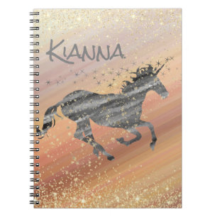 Carnet Glittery Starry Unicorn Personnalisé