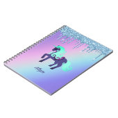 Carnet Glittery Unicorn avec Rainbow Pastel Arrière - pla (Côté gauche)