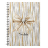 Carnet Glitzy Silver Gold Stripes Cream Bow (Devant)