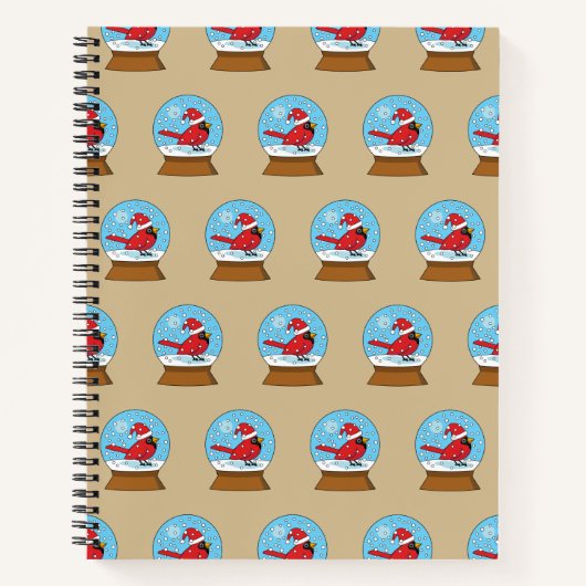 Carnet Globe des neiges avec cardinal rouge mignon (Devant)