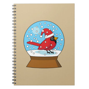 Carnet Globe des neiges avec cardinal rouge mignon