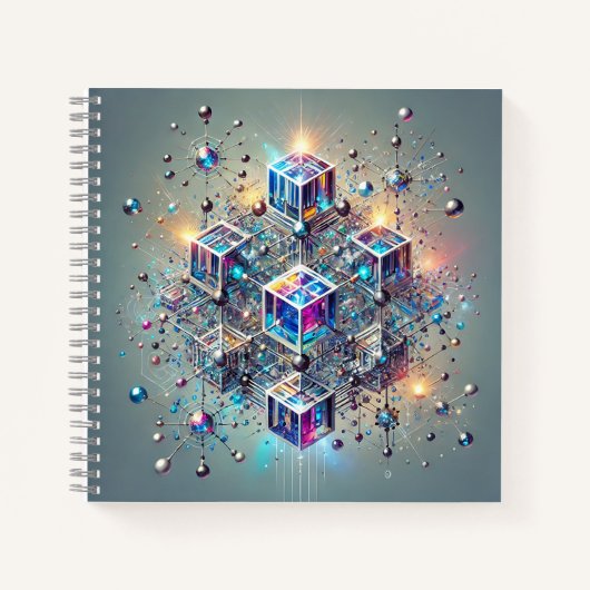 Carnet Glowing Cubes & Molecular Grid Design (Devant)