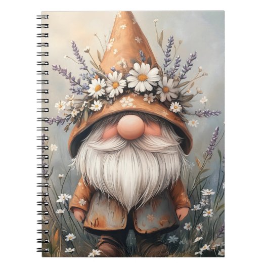 Carnet Gnome de Fleur Whimsical : Adorable aquarelle Art (Devant)