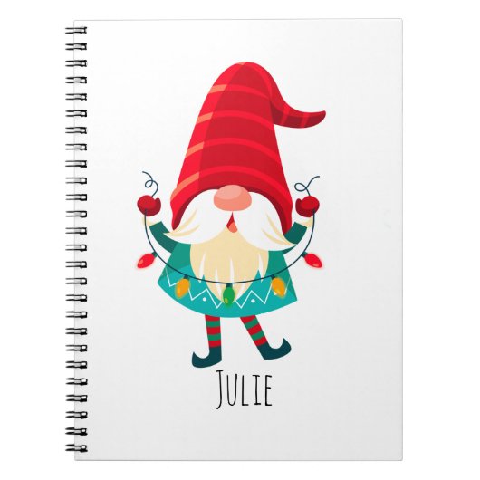 Carnet Gnome de Noël avec lumières de Noël (Devant)