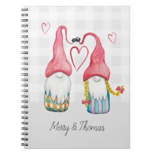 Carnet Gnomes de Noël en amour Aquarelle peinte à la main
