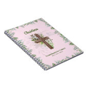Carnet Goddaughter CONFIRMATION Pink Greenery Cross (Côté Droit)
