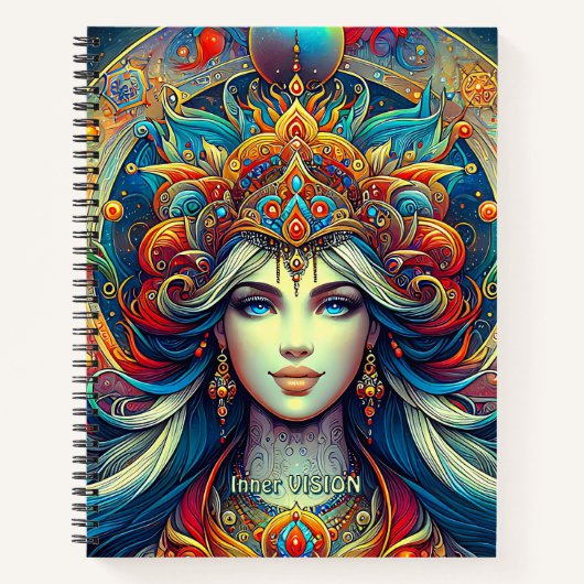 Carnet Goddess Head flow turquoise Cheveux Avril - (Devant)