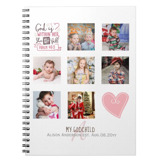 Carnet GODMOTHER PHOTO COLLAGE Cadeau avec verset peut mo (Devant)