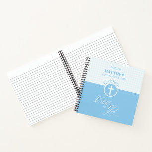 Carnet Godson Baptême Bleu Enfant de Dieu Personnalisé