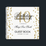 Carnet Gold 40th Birthday Guestbook Confetti Blanc<br><div class="desc">Un élégant 40th Birthday Party modèle de livre d'hôtes avec Gold Parties scintillant Confetti sur le design blanc et facile à customiser texte.</div>