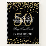 Carnet Gold 50th Birthday Guestbook Confetti Black<br><div class="desc">Un élégant 50th Birthday Party modèle de livre d'hôtes avec Gold Parties scintillant Confetti sur le design noir et facile à customiser texte.</div>