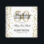 Carnet Gold 50th Birthday Guestbook Confetti Blanc<br><div class="desc">Un élégant 50e anniversaire modèle de livres d'hôtes avec Gold Parties scintillant Confetti sur le design blanc et facile à customiser texte.</div>