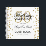Carnet Gold 50th Birthday Guestbook Confetti Blanc<br><div class="desc">Un élégant 50e anniversaire modèle de livres d'hôtes avec Gold Parties scintillant Confetti sur le design blanc et facile à customiser texte.</div>