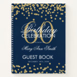 Carnet Gold 60th Birthday Guestbook Confetti Navy Blue<br><div class="desc">Un élégant 60e anniversaire de fête modèle de livre d'hôtes avec Gold Parties scintillant Confetti sur le design bleu marine et facile à customiser texte.</div>