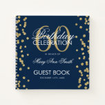 Carnet Gold 60th Birthday Guestbook Confetti Navy Blue<br><div class="desc">Un élégant 60e anniversaire de fête modèle de livre d'hôtes avec Gold Parties scintillant Confetti sur le design bleu marine et facile à customiser texte.</div>