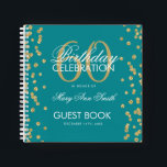 Carnet Gold 60th Birthday Guestbook Confetti Turquoise<br><div class="desc">Un élégant 60e anniversaire de fête modèle de livre d'hôtes avec Gold Parties scintillant Confetti sur le design Turquoise et facile à customiser texte.</div>